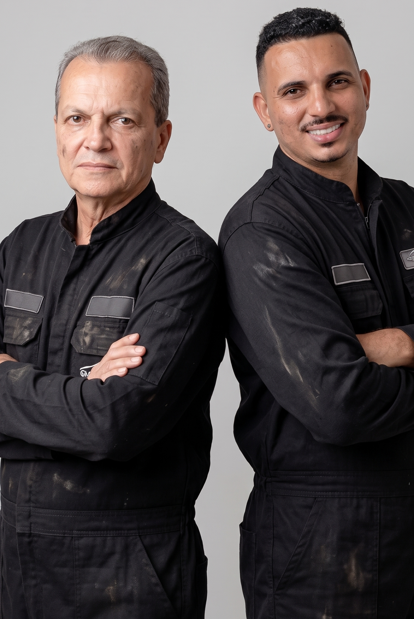 Adelmo e André, responsáveis pela Tornearia Barbosa